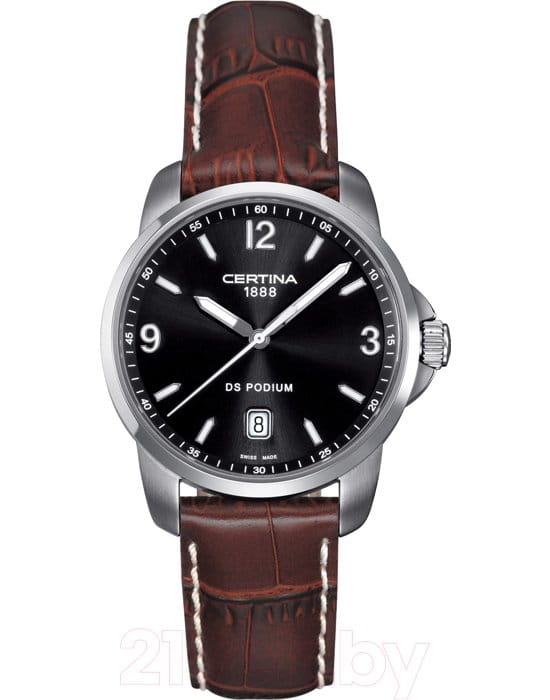 Certina Certina DS Podium C001.410.16.057.00  C0014101605700 кварцевые мужские часы черный циферблат, браслет кожаный — вид спереди
